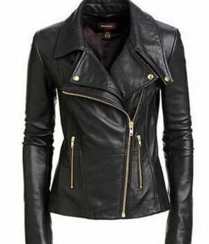 Women's Lambskin Motorcycle Slim Fit Cafe Racer Leather Jacket